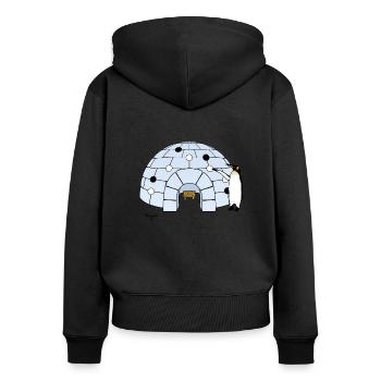 Iglo Go - Frauen Premium Bio Zip Hoodie - Schwarz - Hinten - Julia (174cm)