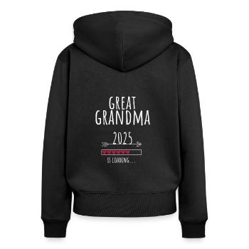Future Great Grandma 2025 Schwangerschaft - Frauen Premium Bio Zip Hoodie - Schwarz - Hinten - Julia (174cm)