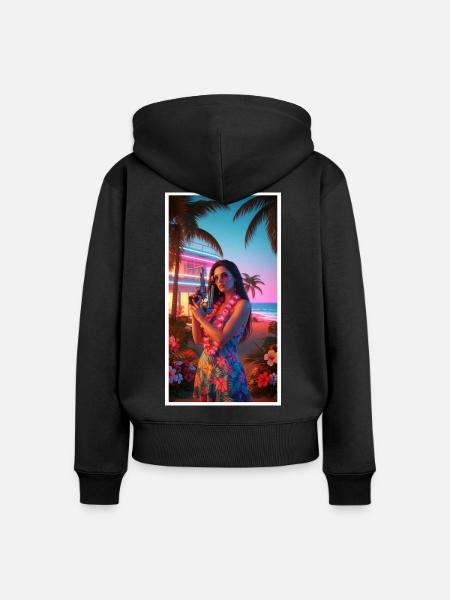 Sommerliche Vibes - Frauen Premium Bio Zip Hoodie - Schwarz