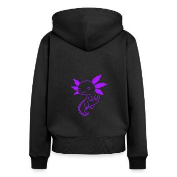 Axolotl Lila Violett Tierschutz Amphibien - Frauen Premium Bio Zip Hoodie - Schwarz - Hinten - Julia (174cm)