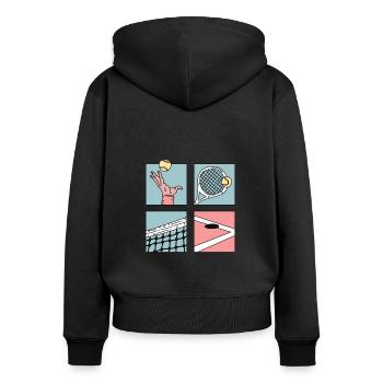 Tennis Cartoon Cool Tennis Player Club Club - Women's Premium Organic Zip Hoodie - black - Back - Julia (174cm)
