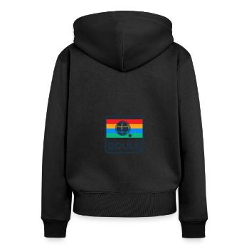 Boule Vintage 80s Design Rétro Boccia Locataire - Sweat à capuche zippé Premium bio Femme - noir - Dos - Julia (174cm)
