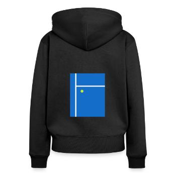 Minimalist Tennis Illustration Tennis Court Trainer - Women's Premium Organic Zip Hoodie - black - Back - Julia (174cm)