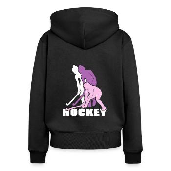 Joueur de hockey sur gazon Hockey fille de hockey - Sweat à capuche zippé Premium bio Femme - noir - Dos - Julia (174cm)
