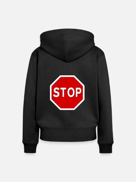 Stoppschild - Frauen Premium Bio Zip Hoodie - Schwarz