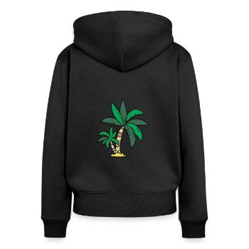 palmier - Sweat à capuche zippé Premium bio Femme - noir - Dos - Julia (174cm)