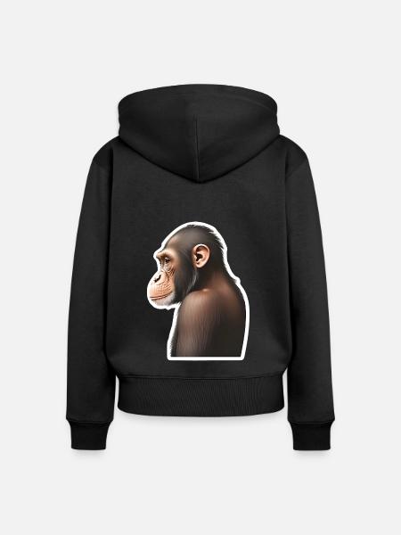 Schimpanse - Frauen Premium Bio Zip Hoodie - Schwarz