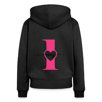 Ziffer Eins 1 mit Herz - Frauen Premium Bio Zip Hoodie - Schwarz - Hinten - Julia (174cm)