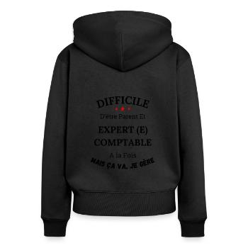 Es ist schwer, ein Elternteil und ein Buchhalter zu sein - Frauen Premium Bio Zip Hoodie - Schwarz - Hinten - Julia (174cm)