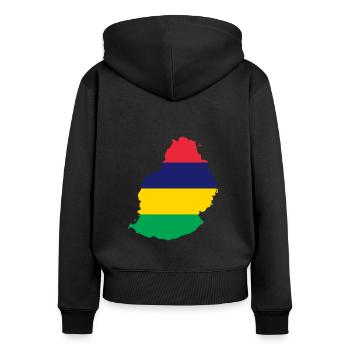 Mauritius - Frauen Premium Bio Zip Hoodie - Schwarz - Hinten - Julia (174cm)