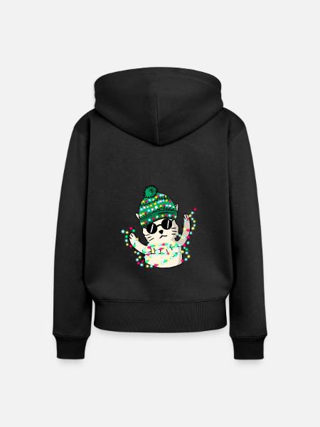 Weihnachten - Merry Catmas! - Frauen Premium Bio Zip Hoodie - Schwarz