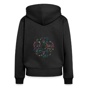 Fleur abstraite - Sweat à capuche zippé Premium bio Femme - noir - Dos - Julia (174cm)