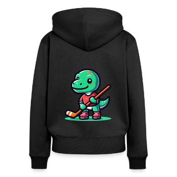 Mignon Dino Équipe de joueurs de hockey sur gazon - Sweat à capuche zippé Premium bio Femme - noir - Dos - Julia (174cm)