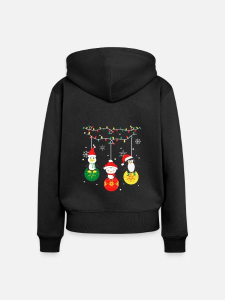 Pinguin Weihnachten - Frauen Premium Bio Zip Hoodie - Schwarz