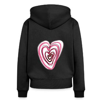 Cœur dans le cœur - Sweat à capuche zippé Premium bio Femme - noir - Dos - Julia (174cm)