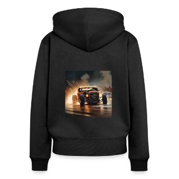 Rusty Hot Rod Rennen #10 - Frauen Premium Bio Zip Hoodie - Schwarz - Hinten - Julia (174cm)