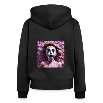 Flower Power #18 - Sweat à capuche zippé Premium bio Femme - noir - Dos - Julia (174cm)