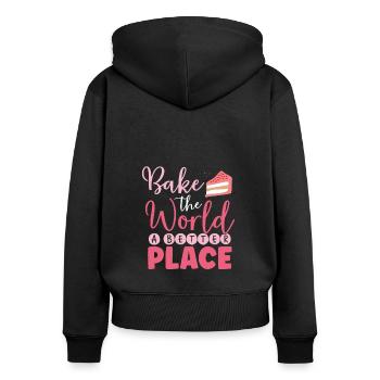 Bake the world for a better time - Women's Premium Organic Zip Hoodie - black - Back - Julia (174cm)