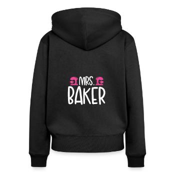 Mrs. Baker - Women's Premium Organic Zip Hoodie - black - Back - Julia (174cm)