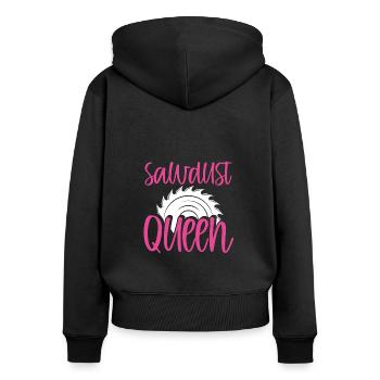 Sägemehlkönigin - Frauen Premium Bio Zip Hoodie - Schwarz - Hinten - Julia (174cm)