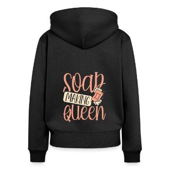 Königin Der Seifenherstellung - Frauen Premium Bio Zip Hoodie - Schwarz - Hinten - Julia (174cm)