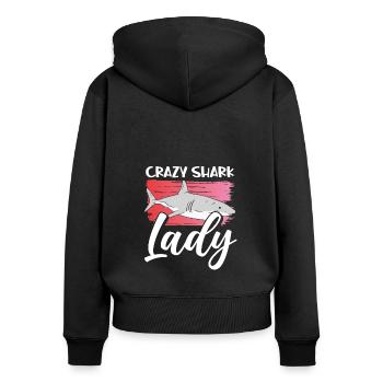 Crazy shark lady - Women's Premium Organic Zip Hoodie - black - Back - Julia (174cm)