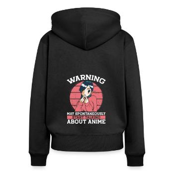 Über Anime sprechen - Frauen Premium Bio Zip Hoodie - Schwarz - Hinten - Julia (174cm)