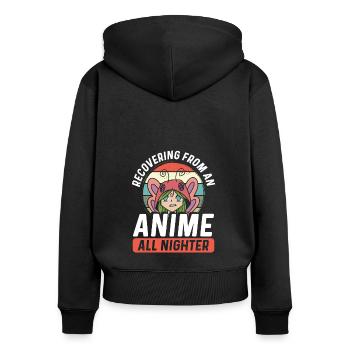 Anime Noctambules - Sweat à capuche zippé Premium bio Femme - noir - Dos - Julia (174cm)