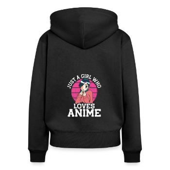 Ein Mädchen das Anime liebt - Frauen Premium Bio Zip Hoodie - Schwarz - Hinten - Julia (174cm)