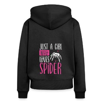 Nur Ein Mädchen, Das Spinnen Liebt - Frauen Premium Bio Zip Hoodie - Schwarz - Hinten - Julia (174cm)