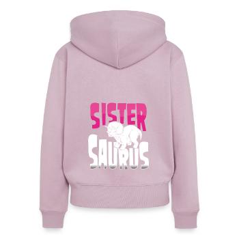 Sœur Triceratops - Sweat à capuche zippé Premium bio Femme - rose poudré - Dos - Julia (174cm)