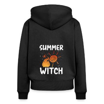Sorcière d’été - Sweat à capuche zippé Premium bio Femme - noir - Dos - Julia (174cm)