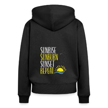 Sonnenaufgang Sonnenbrand - Frauen Premium Bio Zip Hoodie - Schwarz - Hinten - Julia (174cm)