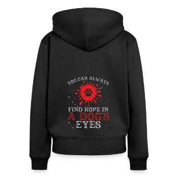 Trouvez l’espoir dans les yeux d’un - Sweat à capuche zippé Premium bio Femme - noir - Dos - Julia (174cm)