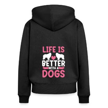 Life is better with dogs - Women's Premium Organic Zip Hoodie - black - Back - Julia (174cm)