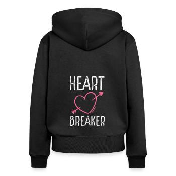 Herzensbrecher Mit Pfeil - Frauen Premium Bio Zip Hoodie - Schwarz - Hinten - Julia (174cm)