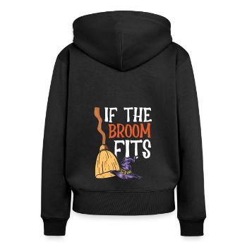 Wenn Der Besen Passt - Frauen Premium Bio Zip Hoodie - Schwarz - Hinten - Julia (174cm)