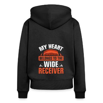 Mein Herz An Den Wide Receiver - Frauen Premium Bio Zip Hoodie - Schwarz - Hinten - Julia (174cm)