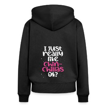 I like chinchillas very much - Women's Premium Organic Zip Hoodie - black - Back - Julia (174cm)