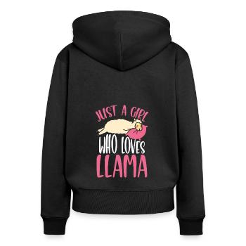 Nur Ein Mädchen, Das Lamas Liebt - Frauen Premium Bio Zip Hoodie - Schwarz - Hinten - Julia (174cm)