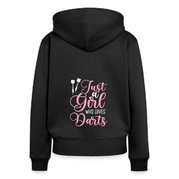 Fille qui aime les fléchettes - Sweat à capuche zippé Premium bio Femme - noir - Dos - Julia (174cm)