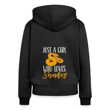 Juste une fille qui aime les serpents - Sweat à capuche zippé Premium bio Femme - noir - Dos - Julia (174cm)
