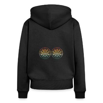 Deux disques de fléchettes - Sweat à capuche zippé Premium bio Femme - noir - Dos - Julia (174cm)