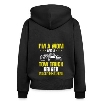 Ich Bin Mutter Und Abschleppwagenfahrer - Frauen Premium Bio Zip Hoodie - Schwarz - Hinten - Julia (174cm)