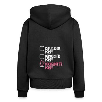 Jungesellinnenabschied - Frauen Premium Bio Zip Hoodie - Schwarz - Hinten - Julia (174cm)