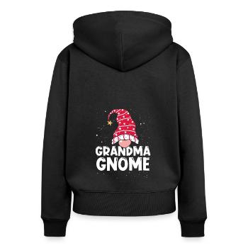Gnom Oma - Frauen Premium Bio Zip Hoodie - Schwarz - Hinten - Julia (174cm)