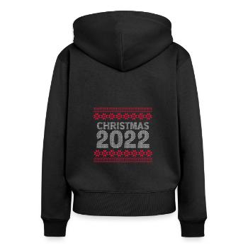 Noël moche 2022 - Sweat à capuche zippé Premium bio Femme - noir - Dos - Julia (174cm)