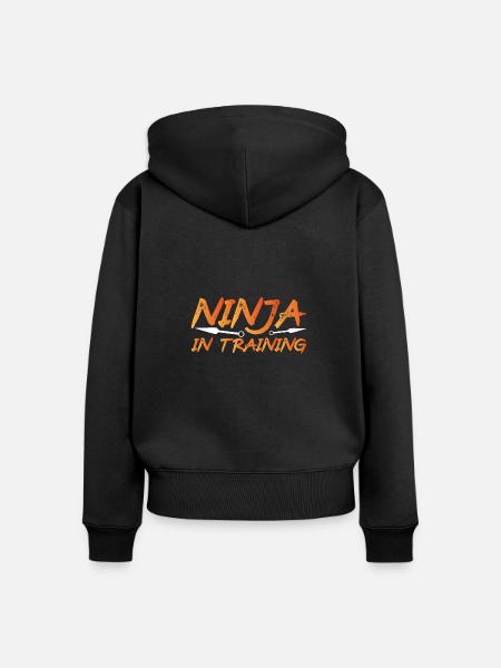 Ninja Im Training Japan - Frauen Premium Bio Zip Hoodie - Schwarz