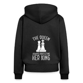 The Queen Protects Her King - Women's Premium Organic Zip Hoodie - black - Back - Julia (174cm)