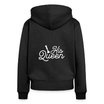 Seine Dame Im Schach - Frauen Premium Bio Zip Hoodie - Schwarz - Hinten - Julia (174cm)